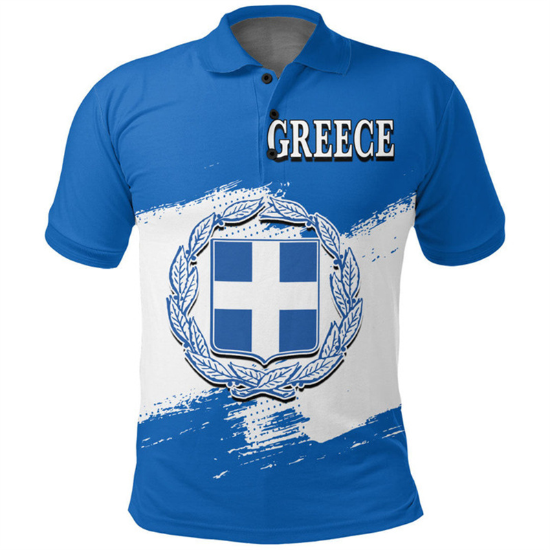 Summer Clothing For Greece - Kaus Polo motif peta bendera Yunani