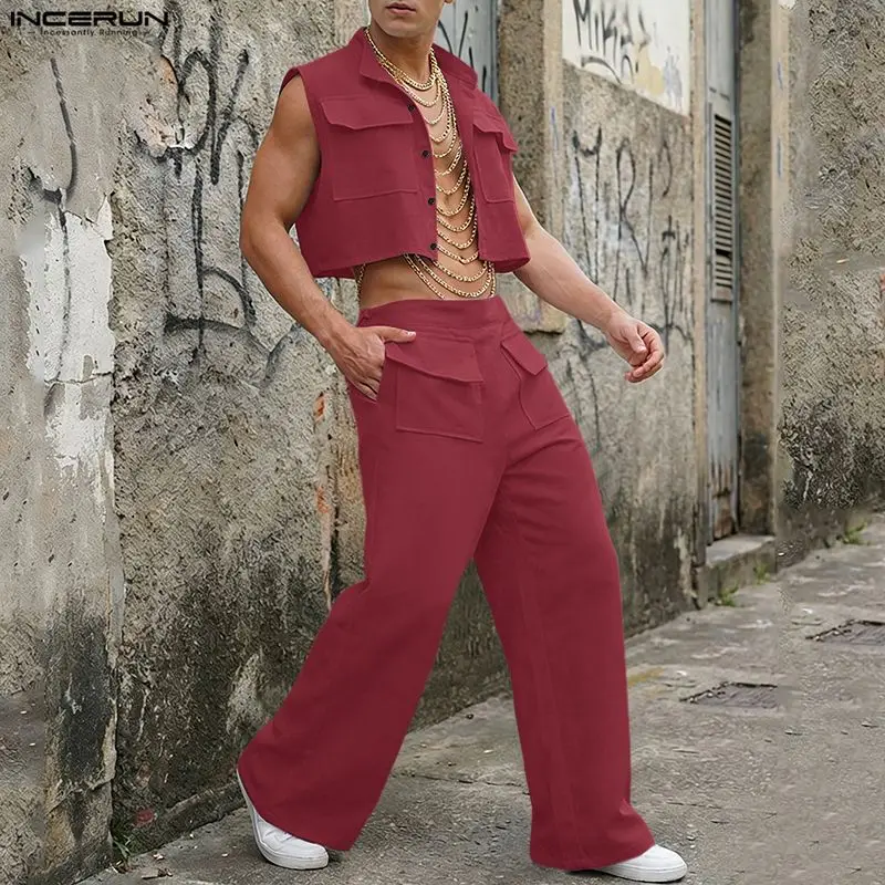 Summer Clothing Types - INCERUN Set Pria Atasan Crop Tanpa