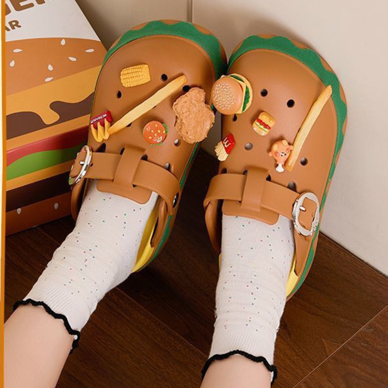 Summer Clothing Wraps - Sandal Musim Panas Hamburger Lucu Sepatu