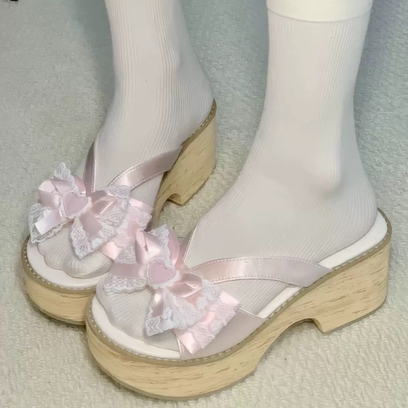 Summer Clothing Ladies - Sandal Platform Tebal Motif Kayu Sweet
