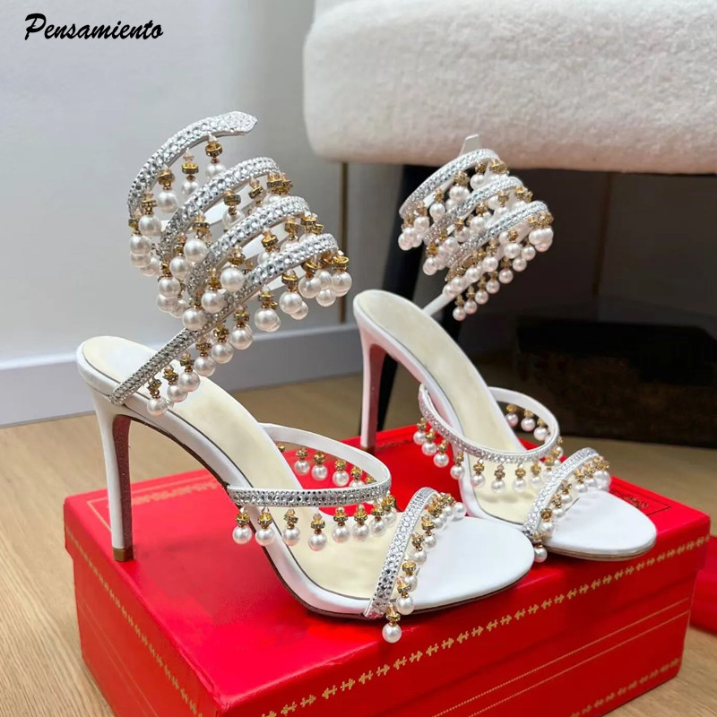 Summer Clothing Ladies - Sandal Gladiator Wanita Mewah Berhias Mutiara