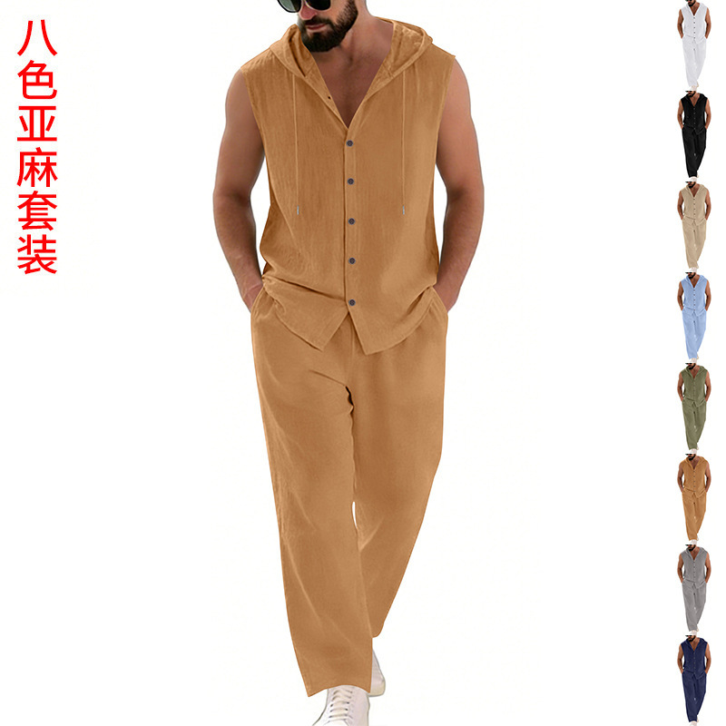 Summer Clothing Usa - Setelan Sweater dan Celana Linen Kasual
