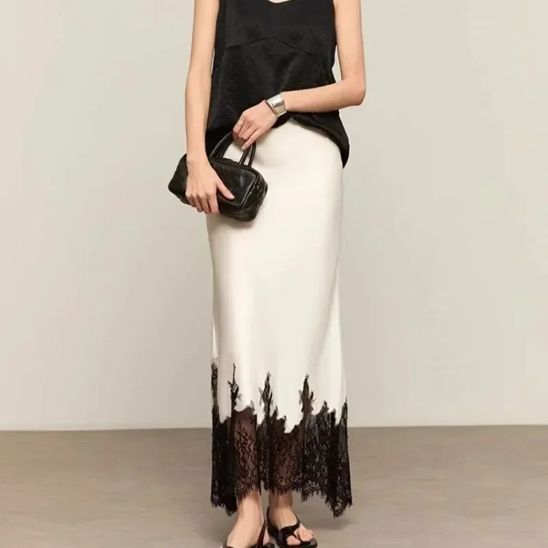 Summer Clothing Wraps - Rok Midi Renda Peri Elegan Tinggi