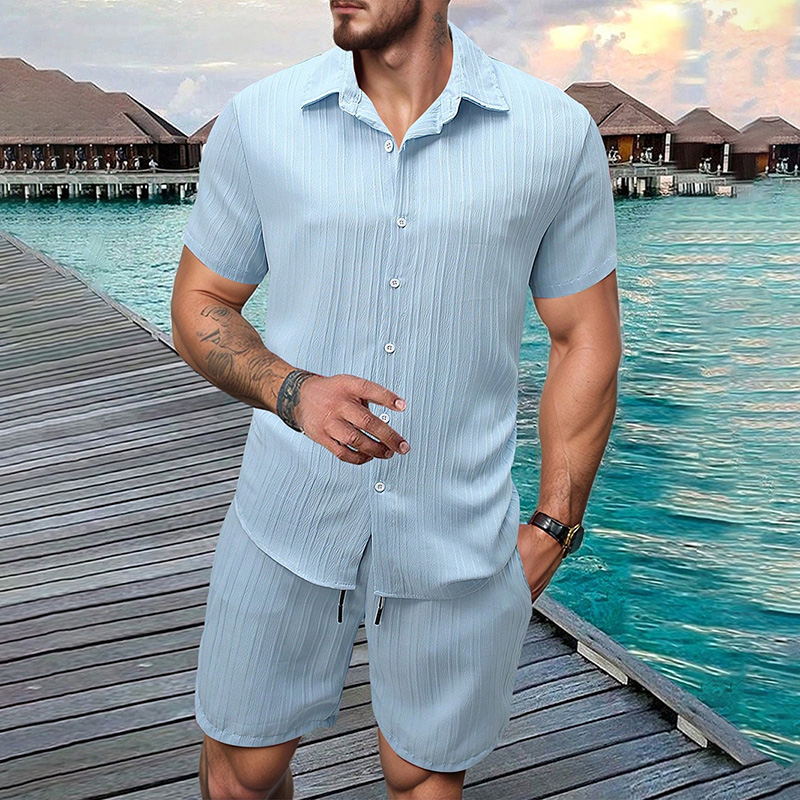 Summer Clothing Types - Setelan Kemeja Lengan Pendek Kerah Lipat