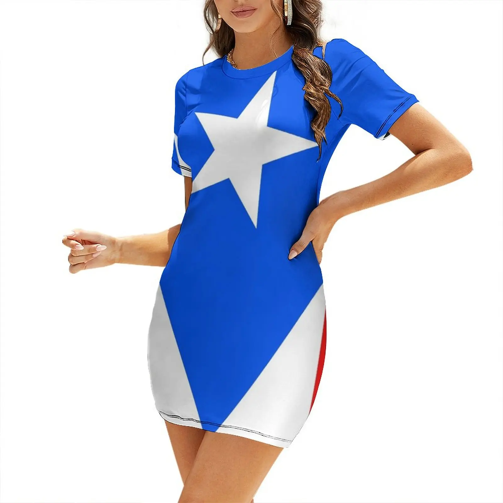 Summer Clothing Banner - Gaun Lengan Pendek Motif Bendera Puerto