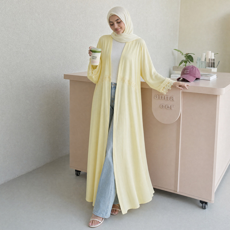 Gaun Abaya Muslim Bordir Bunga - Summer Clothing Hijab ulasan dan harga