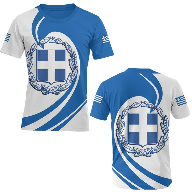 Kaus motif peta bendera Yunani - Summer Clothing For Greece ulasan dan harga