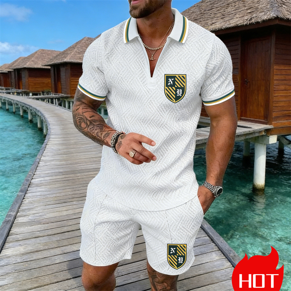 Setelan Kaos Polo Pria Kasual  - Summer Clothing Resort ulasan dan harga