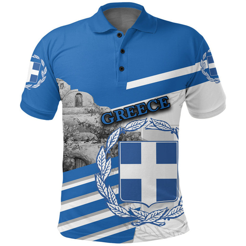 Kaus Polo motif peta bendera Y - Summer Clothing For Greece ulasan dan harga