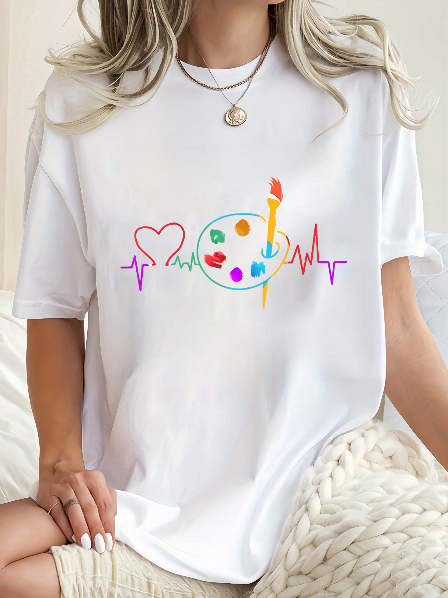 Kaos Wanita Kasual Berwarna-wa - Summer Clothing Palette ulasan dan harga