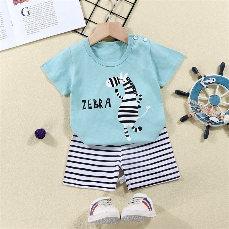 Kaus Katun + Celana Pendek Set - Summer Clothing Baby Boy ulasan dan harga