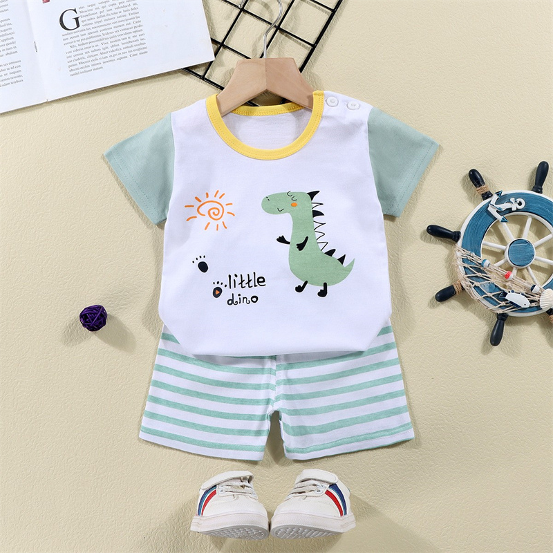 Kaus Katun + Celana Pendek Set - Summer Clothing Baby Boy ulasan dan harga