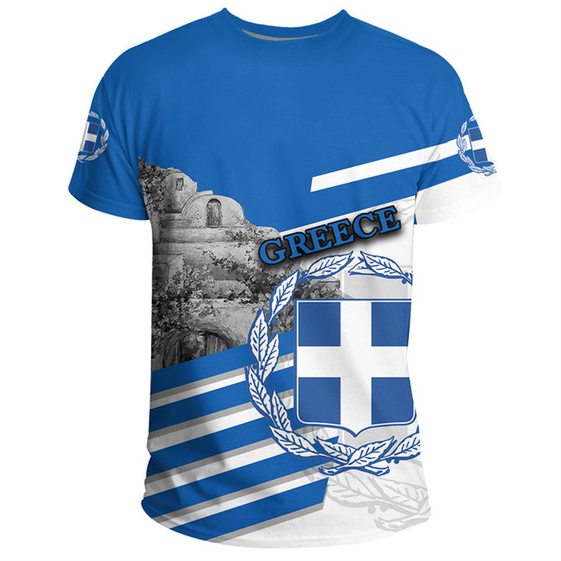 Kaus motif peta bendera Yunani - Summer Clothing For Greece ulasan dan harga