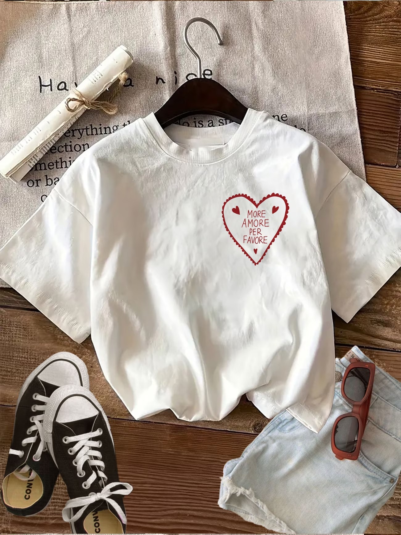 Kaos Wanita More Amor Por Favo - Summer Clothing In Spanish ulasan dan harga