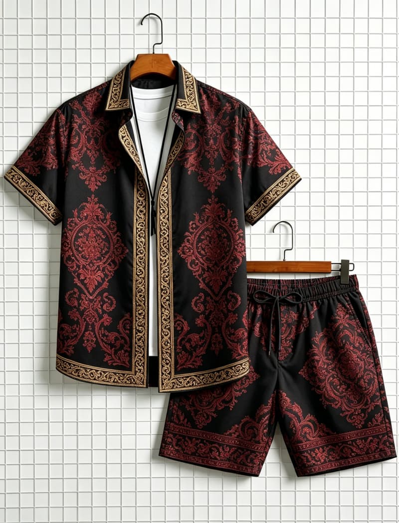 Setelan kemeja lengan pendek d - Summer Clothing Types ulasan dan harga
