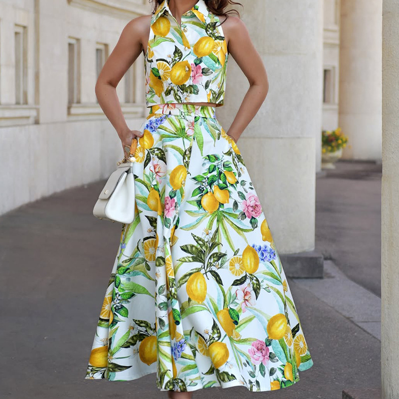 Setelan Rok Wanita Motif Lemon - Summer Zara ulasan dan harga
